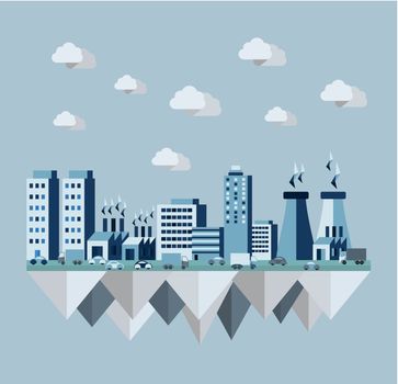 Pollution environment cityscape concept illustration in flat style design elements. EPS10 vector file organized in layers for easy editing.