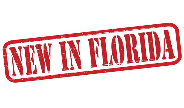 Stamp with text new in Florida inside, vector illustration