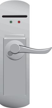 Door handle with electric lock. Vector illustration.
