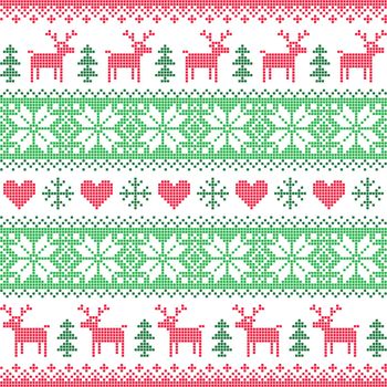 Christmas vector background - vector Scandinavian embroidery style