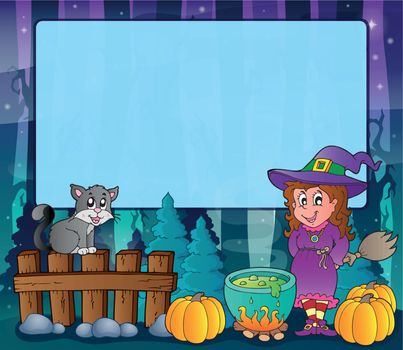 Mysterious forest Halloween frame 6 - eps10 vector illustration.