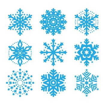 Winter, Christmas icons set- snowflakes isolated on white