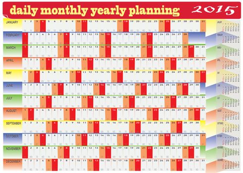 Vector of Planning Chart of Daily Monthly Yearly 2015 calendar.