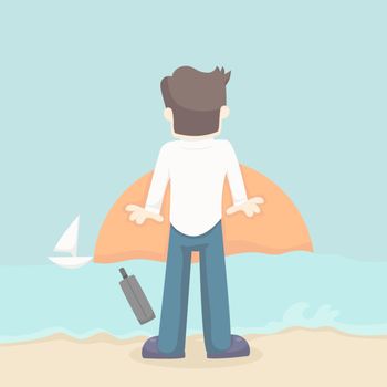 Businessman relaxing on the beach , eps10 vector format