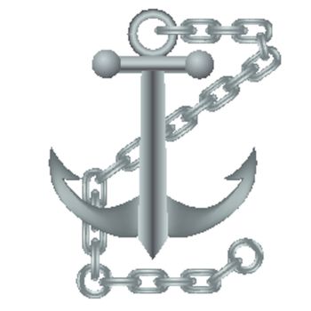  illustration with steel anchor on white background 