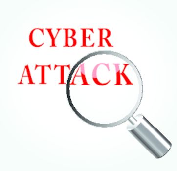 Vector illustration of cyber attack concept with magnifying