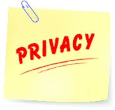 Vector illustration of privacy paper message on white background
