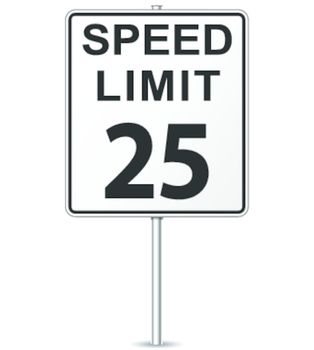 Vector illustration of twenty five speed limit signpost