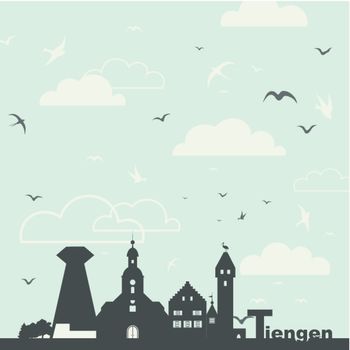 Birds in the sky over a city. A vector illustration