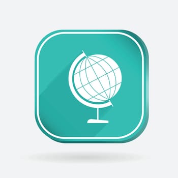 globe symbol of geography. Color square icon