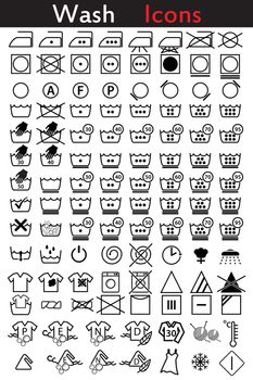 Washing instruction icon set of 110