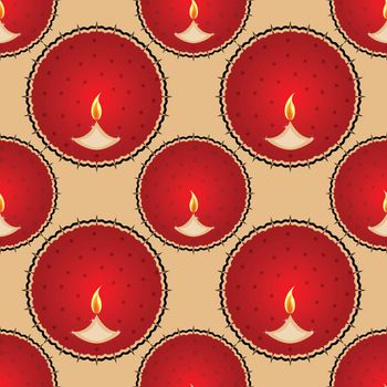 seamless pattern with butyric lamp on the diwali