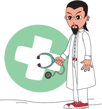 doctor cartoon character vector graphic art illustration
