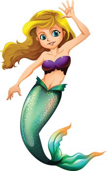 Illustration of a pretty mermaid on a white background