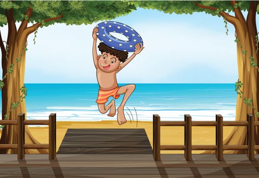 Illustration of a boy at the beach