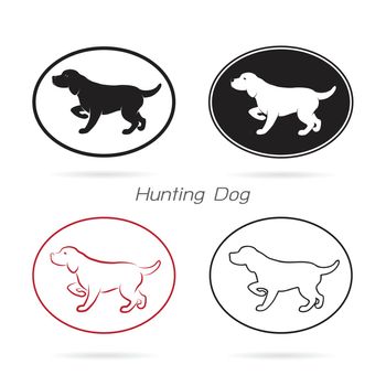 Vector image of an dog hunting on white background.