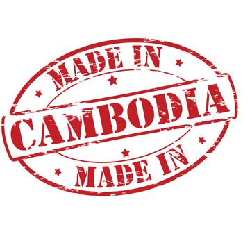 Rubber stamp with text made in Cambodia inside, vector illustration
