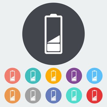 Charging the battery. Single flat icon on the circle. Vector illustration.