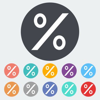 Percent sign. Single flat icon on the circle. Vector illustration.
