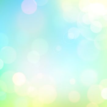 Festive colorful background of blue and green colors with bokeh defocused lights. Vector eps10.