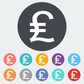 Pound sterling. Single flat icon on the circle. Vector illustration.