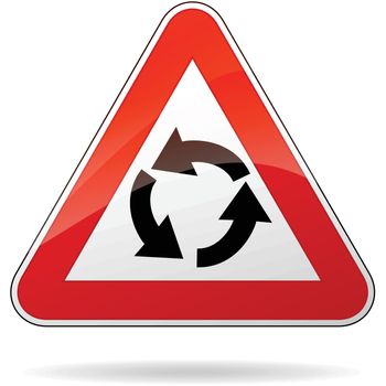 Vector illustration of triangle traffic sign for roundabout