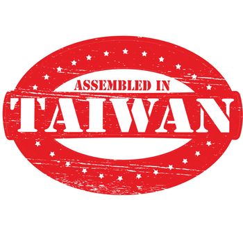 Rubber stamp with text assembled in Taiwan inside, vector illustration