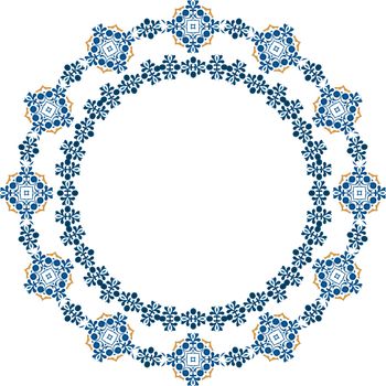 Decorative illustrated circle frame made of blue elements