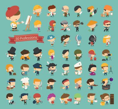Set of 50 professions , eps10 vector format