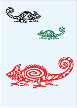 Chameleon tribal tattoo ornament, art vector decoration