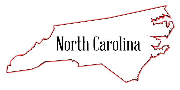 Outline map of the state of North Carolina