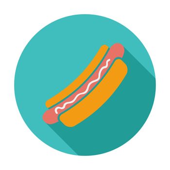 Hot dog. Single flat color icon. Vector illustration.