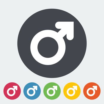 Male gender sign. Single flat icon on the circle. Vector illustration.