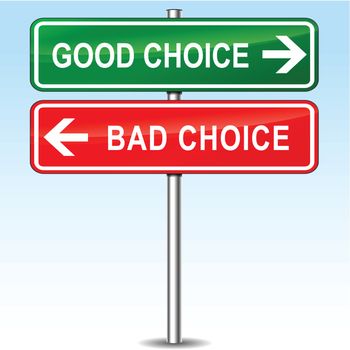 Illustration of good and bad choice directional sign