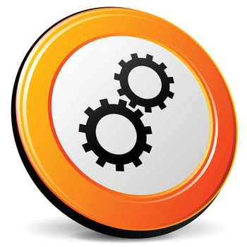 Illustration of orange gears icon on white background