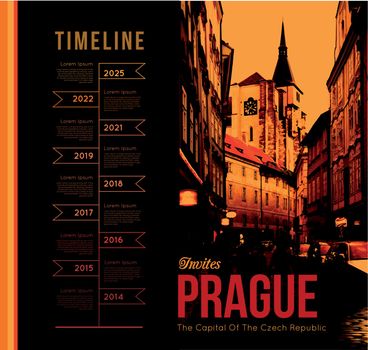 City of Prague. Vector illustration with the timeline design
