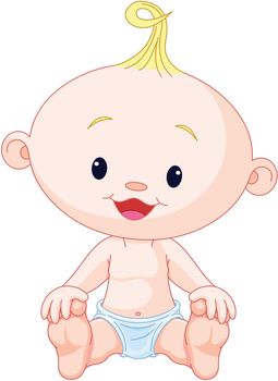 Illustration of very cute a baby