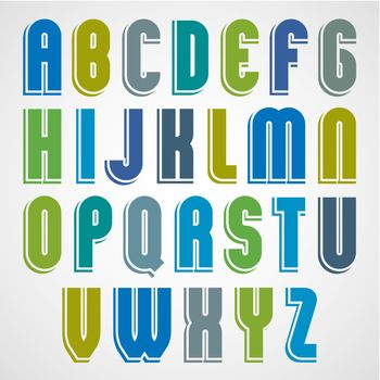 Bright animated uppercase letters with rounded corners. 