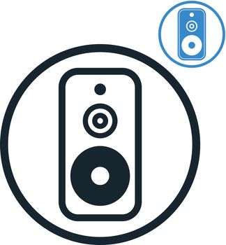 Audio speaker icon isolated, single color vector music theme symbol for your design, 2 versions set.