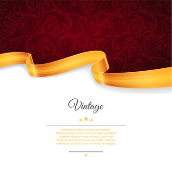 Vector illustration of Vintage template with gold ribbon