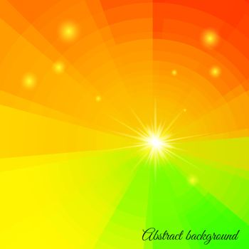 Abstract background in warm colors and flash of light in centre