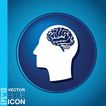 Vector Icon head think silhoutte vector man and his mind about Brain.  Mind and science