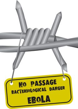 No pass bacteriological danger Ebola virus. Vector illustration.
