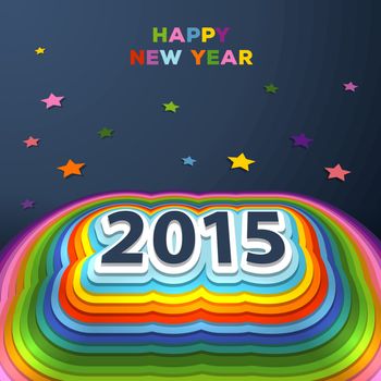Vector illustration of 2015 colorful paper decor