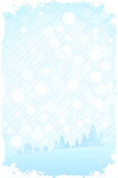 Grungy Winter Background with Houses and Fir Trees