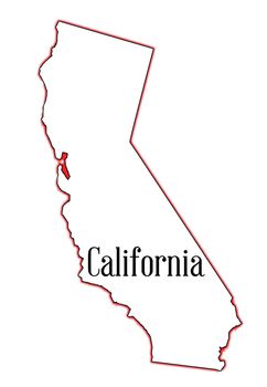 State map outline of California over a white background