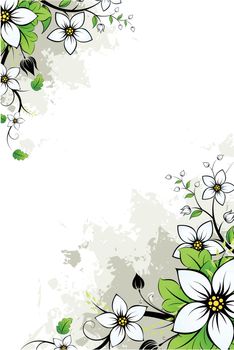 Flowers on grunge background for your design