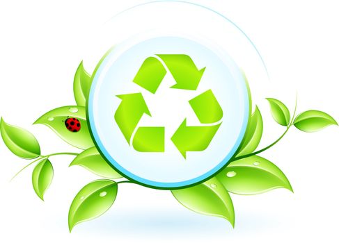 Recycling Symbol with Leaves and Ladybird