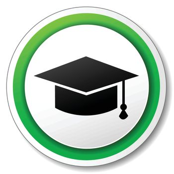 illustration of round white and green icon for education