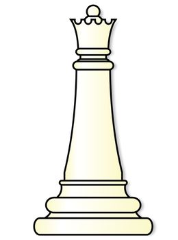 Queen chess piece over a white background